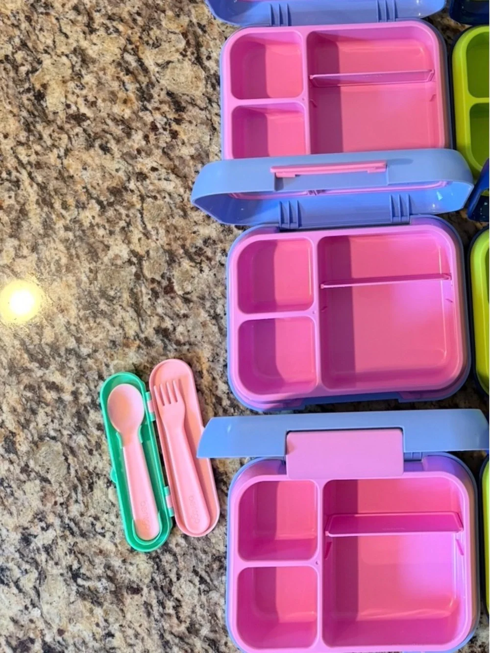 Bentgo Pink & Blue/purple Stackable Bento Lunch Box - 4 Pack & utensil set